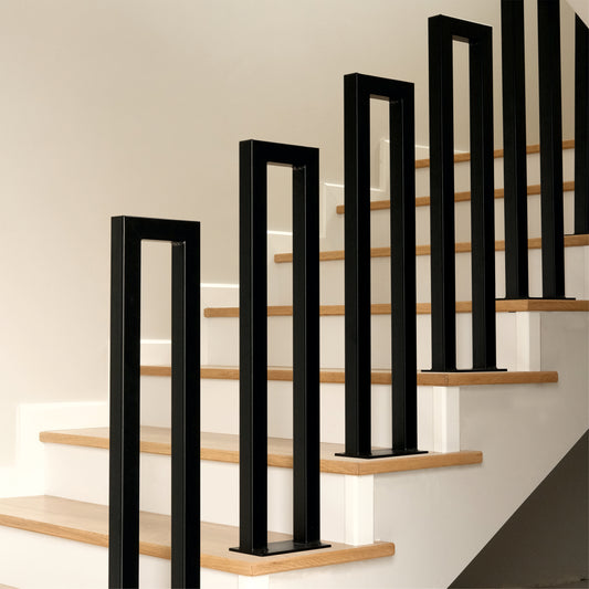 1-1/2"x 1-1/2" stair rail step rail, Modern Powder-Coated Metal Stair Railing for Indoor & Outdoor Stairs